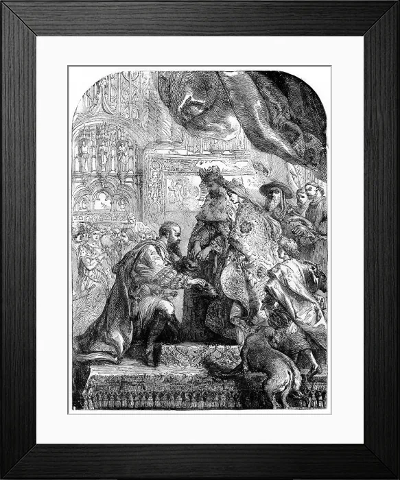 Framed Print : Christopher Columbus being received by Ferdinand and Isabella at Barcelona, c1490s, (1872) Framed Print : Christopher Columbus being received by Ferdinand and Isabella at Barcelona, c1490s, (1872)
