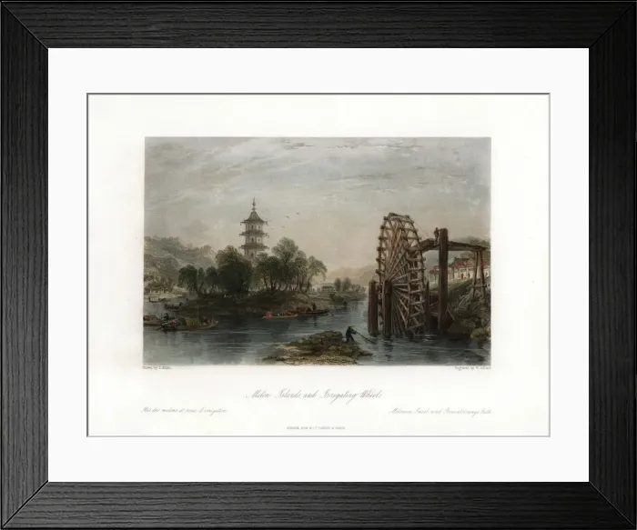 Framed Print : Melon Islands, and Irrigating Wheel, China, c1840. Artist: Henry Adlard Framed Print : Melon Islands, and Irrigating Wheel, China, c1840. Artist: Henry Adlard