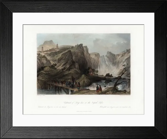 Framed Print : Cataract of Ting-hoo, on the Tripod Lake, China, c1840. Artist: Edward Paxman Brandard Framed Print : Cataract of Ting-hoo, on the Tripod Lake, China, c1840. Artist: Edward Paxman Brandard