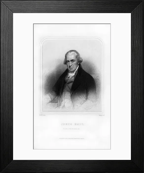 Framed Print : James Watt, Scottish inventor and engineer, (1870). Artist: William Holl Framed Print : James Watt, Scottish inventor and engineer, (1870). Artist: William Holl