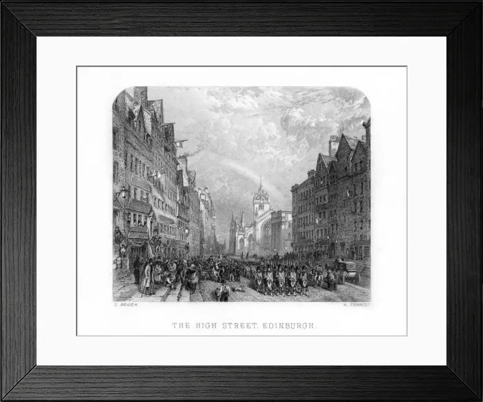 Framed Print : The High Street, Edinburgh, 1870. Artist: W Forrest Framed Print : The High Street, Edinburgh, 1870. Artist: W Forrest