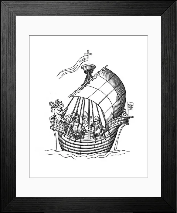 Framed Print : Sailing ship, 1445, (1843). Artist: Henry Shaw Framed Print : Sailing ship, 1445, (1843). Artist: Henry Shaw