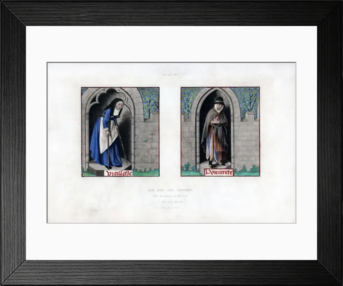 Framed Print : Old Age and Poverty, c1480, (1843). Artist: Henry Shaw Framed Print : Old Age and Poverty, c1480, (1843). Artist: Henry Shaw