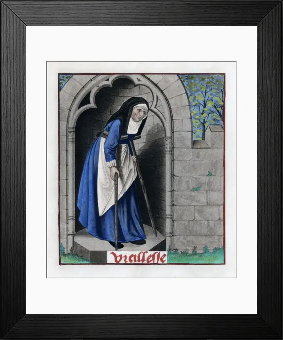 Framed Print : Old Age, c1480, (1843). Artist: Henry Shaw Framed Print : Old Age, c1480, (1843). Artist: Henry Shaw