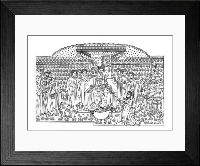 Framed Print : King Henry VI presenting a sword to the Earl of Shrewsbury, c1445, (1843). Artist: Henry Shaw Framed Print : King Henry VI presenting a sword to the Earl of Shrewsbury, c1445, (1843). Artist: Henry Shaw