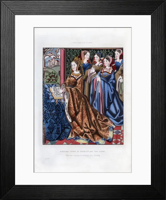 Framed Print : Margaret, Queen of Henry VI, and her Court, mid-15th century, (1843). Artist: Henry Shaw Framed Print : Margaret, Queen of Henry VI, and her Court, mid-15th century, (1843). Artist: Henry Shaw