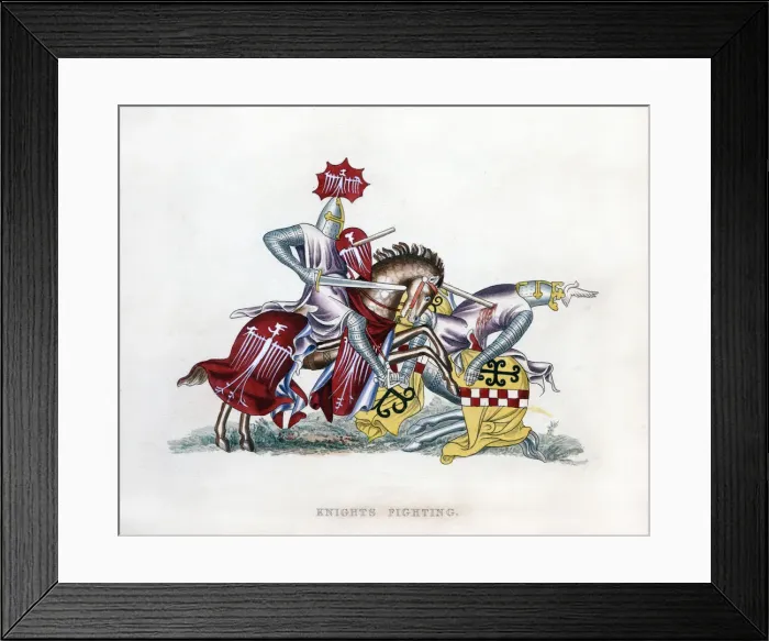Framed Print : Knights fighting, c1260, (1843). Artist: Henry Shaw Framed Print : Knights fighting, c1260, (1843). Artist: Henry Shaw