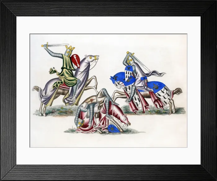 Framed Print : Knights fighting, c1260, (1843). Artist: Henry Shaw
