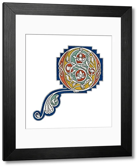 Framed Print : Initial letter Q, 13th century, (1843). Artist: Henry Shaw Framed Print : Initial letter Q, 13th century, (1843). Artist: Henry Shaw