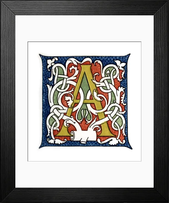 Framed Print : Initial letter A, (1843). Artist: Henry Shaw Framed Print : Initial letter A, (1843). Artist: Henry Shaw