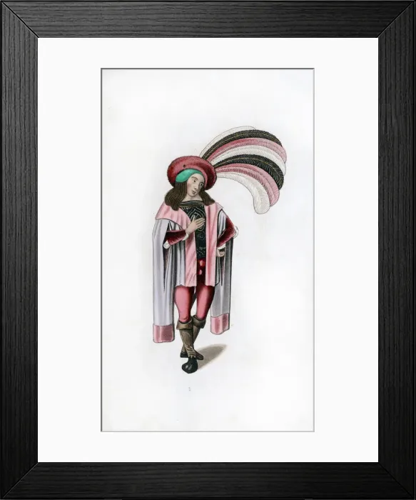 Framed Print : Male dress, c1480, (1843). Artist: Henry Shaw Framed Print : Male dress, c1480, (1843). Artist: Henry Shaw