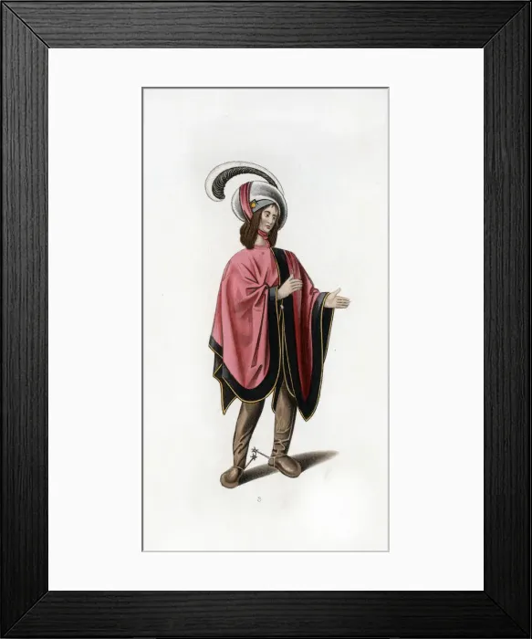 Framed Print : Male dress, c1480, (1843). Artist: Henry Shaw Framed Print : Male dress, c1480, (1843). Artist: Henry Shaw