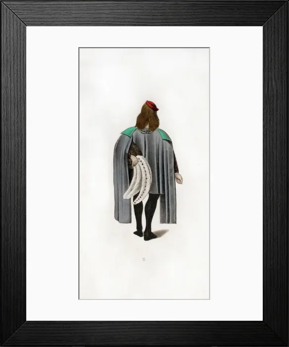 Framed Print : Male dress, c1480, (1843). Artist: Henry Shaw Framed Print : Male dress, c1480, (1843). Artist: Henry Shaw