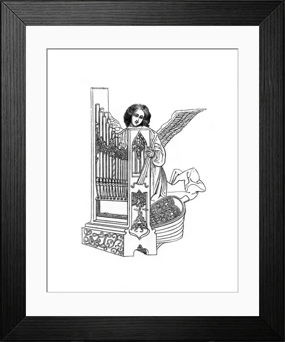 Framed Print : Angel and organ, early 16th century, (1843). Artist: Henry Shaw Framed Print : Angel and organ, early 16th century, (1843). Artist: Henry Shaw
