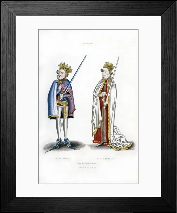 Framed Print : King John and King Henry I, c1440, (1843). Artist: Henry Shaw Framed Print : King John and King Henry I, c1440, (1843). Artist: Henry Shaw