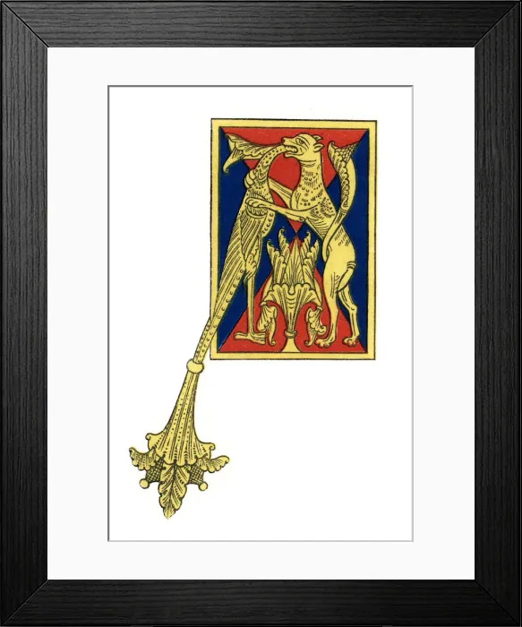 Framed Print : Initial letter A, 12th century, (1843). Artist: Henry Shaw Framed Print : Initial letter A, 12th century, (1843). Artist: Henry Shaw