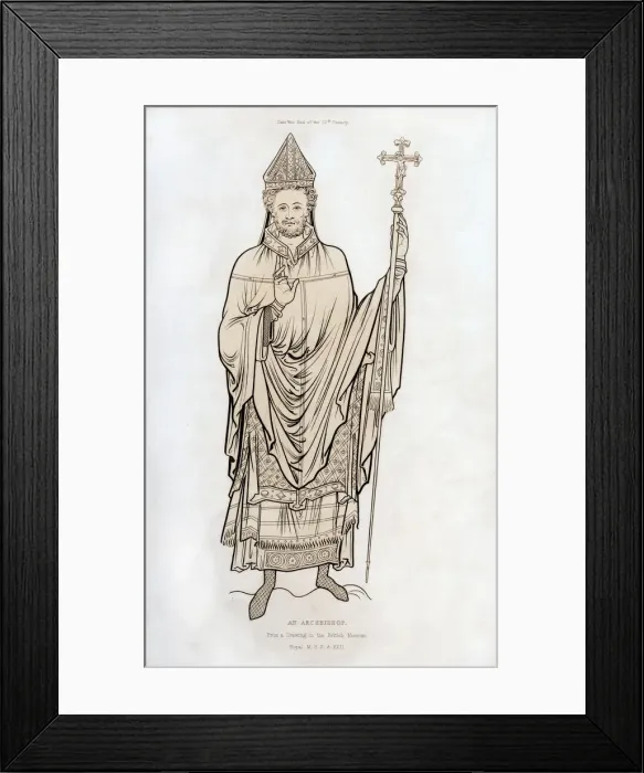 Framed Print : An archbishop, late 12th century, (1843). Artist: Henry Shaw Framed Print : An archbishop, late 12th century, (1843). Artist: Henry Shaw