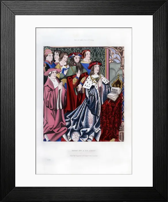 Framed Print : Henry VI and his court, mid-15th century, (1843). Artist: Henry Shaw Framed Print : Henry VI and his court, mid-15th century, (1843). Artist: Henry Shaw