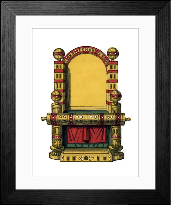 Framed Print : Throne of state, 9th century, (1843). Artist: Henry Shaw Framed Print : Throne of state, 9th century, (1843). Artist: Henry Shaw