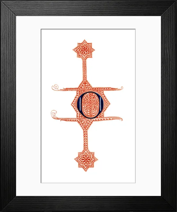 Framed Print : Initial letter O, 14th century, (1843). Artist: Henry Shaw Framed Print : Initial letter O, 14th century, (1843). Artist: Henry Shaw