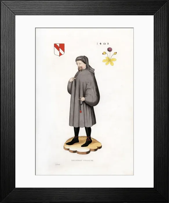 Framed Print : Geoffrey Chaucer, 1402, (1843). Artist: Henry Shaw Framed Print : Geoffrey Chaucer, 1402, (1843). Artist: Henry Shaw