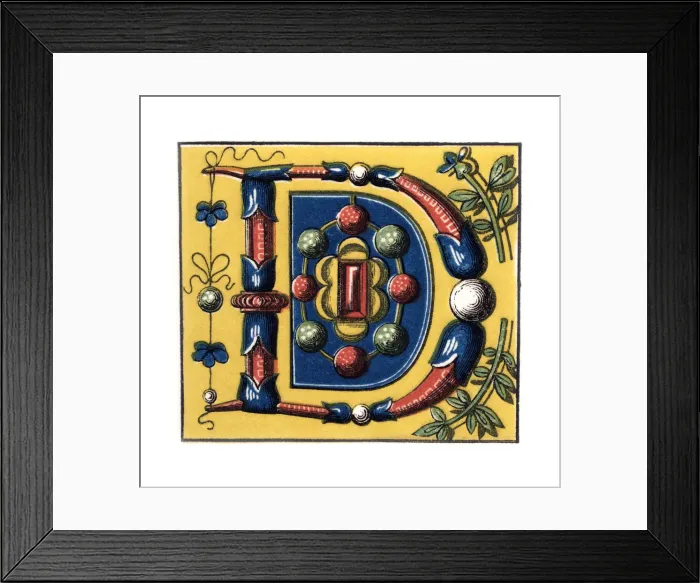 Framed Print : Initial letter D, 15th century, (1843). Artist: Henry Shaw Framed Print : Initial letter D, 15th century, (1843). Artist: Henry Shaw