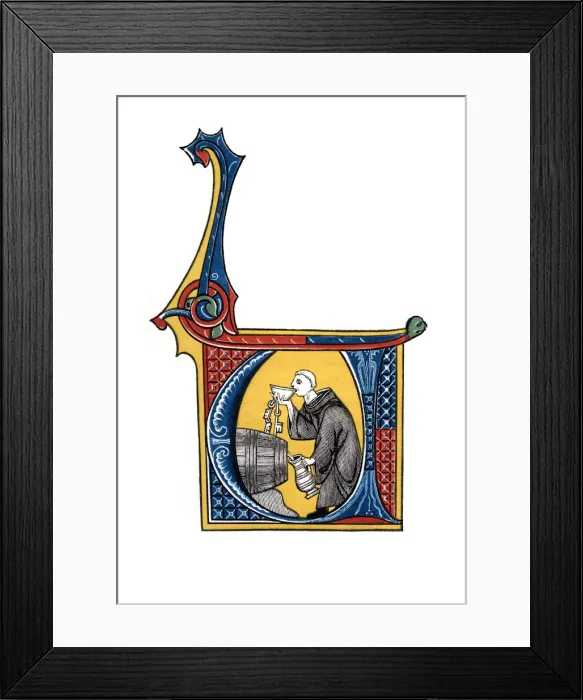 Framed Print : Initial letter U, early 14th century, (1843). Artist: Henry Shaw Framed Print : Initial letter U, early 14th century, (1843). Artist: Henry Shaw
