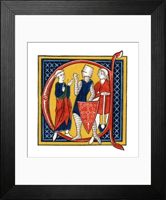 Framed Print : Initial letter C, early 14th century, (1843). Artist: Henry Shaw Framed Print : Initial letter C, early 14th century, (1843). Artist: Henry Shaw