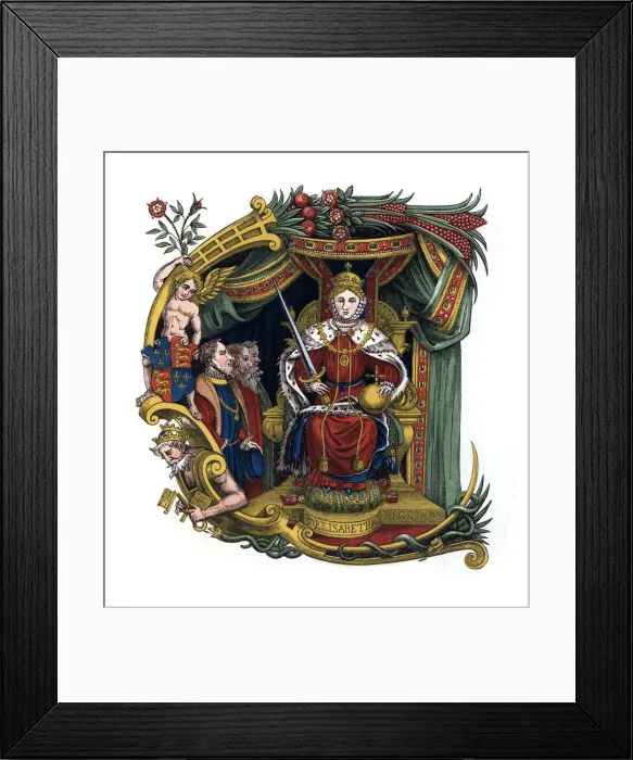 Framed Print : Initial letter C, 1563, (1843). Artist: Henry Shaw Framed Print : Initial letter C, 1563, (1843). Artist: Henry Shaw