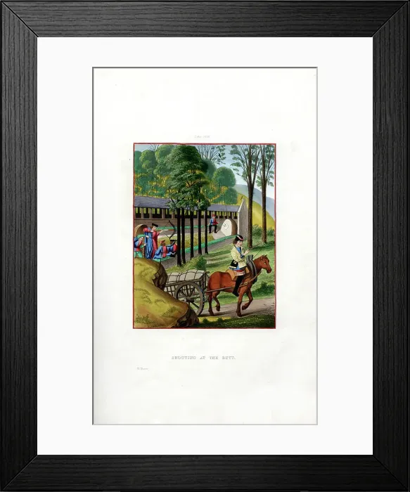 Framed Print : Shooting at the Butt, 1496, (1843). Artist: Henry Shaw Framed Print : Shooting at the Butt, 1496, (1843). Artist: Henry Shaw