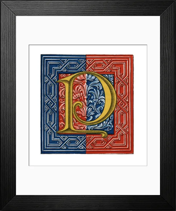 Framed Print : Initial letter P, (1843). Artist: Henry Shaw Framed Print : Initial letter P, (1843). Artist: Henry Shaw