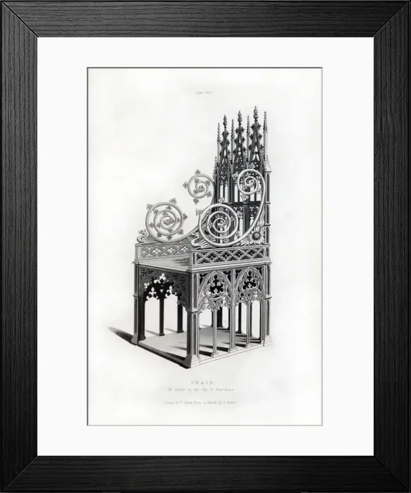 Framed Print : Solid silver throne, 1397, (1843). Artist: Henry Shaw