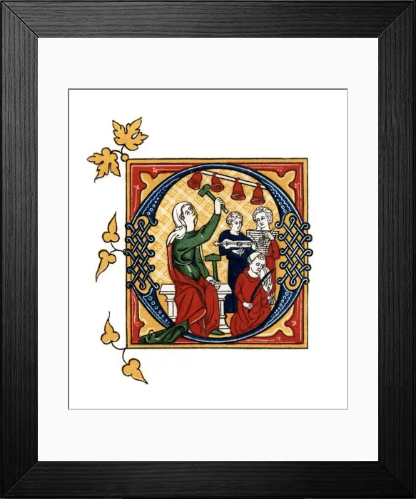 Framed Print : Initial letter O, 14th century, (1843). Artist: Henry Shaw Framed Print : Initial letter O, 14th century, (1843). Artist: Henry Shaw