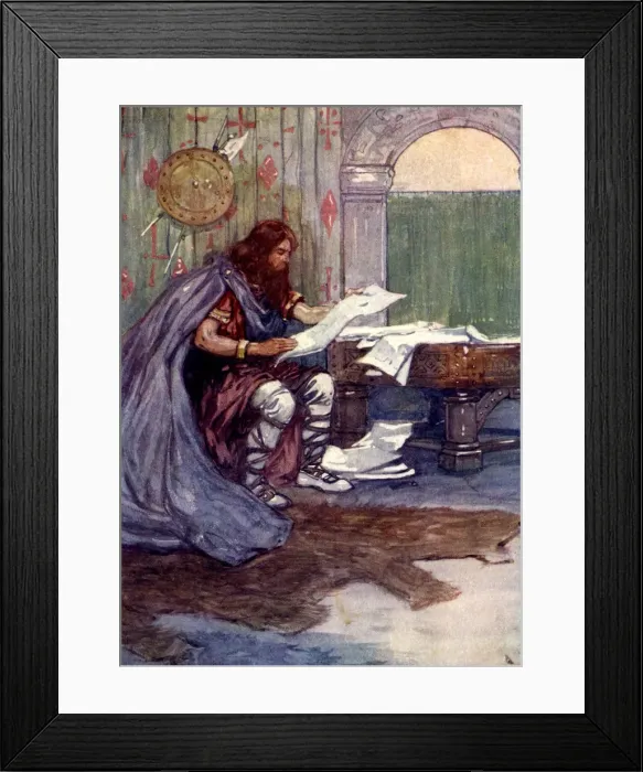Framed Print : Alfred found much pleasure in reading, 9th century, (1905). Artist: As Forrest Framed Print : Alfred found much pleasure in reading, 9th century, (1905). Artist: As Forrest
