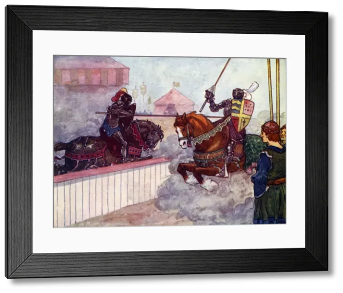 Framed Print : The Count rode again and again at Edward till his lance was splintered in his hand, c1270, (1905). Artist: As Forrest Framed Print : The Count rode again and again at Edward till his lance was splintered in his hand, c1270, (1905). Artist: As Forrest