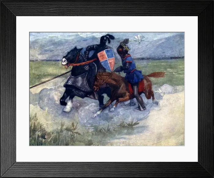 Framed Print : Bruce lifted his battle-axe high in the air... 1314, (1905). Artist: As Forrest Framed Print : Bruce lifted his battle-axe high in the air... 1314, (1905). Artist: As Forrest