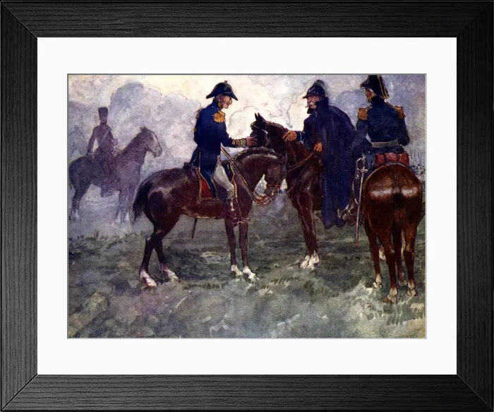 Framed Print : Not till after the battle did Blucher and Wellington meet, 1815, (1905). Artist: As Forrest Framed Print : Not till after the battle did Blucher and Wellington meet, 1815, (1905). Artist: As Forrest