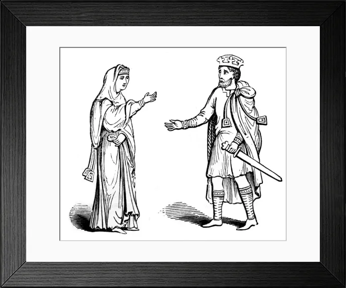 Framed Print : Queen Alfgyfe and King Canute, 11th century, (1910) Framed Print : Queen Alfgyfe and King Canute, 11th century, (1910)