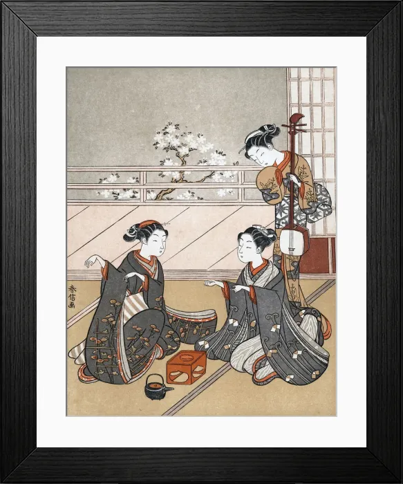 Framed Print : Girls Playing the Game of Ken, c1745-1770. Artist: Suzuki Harunobu Framed Print : Girls Playing the Game of Ken, c1745-1770. Artist: Suzuki Harunobu