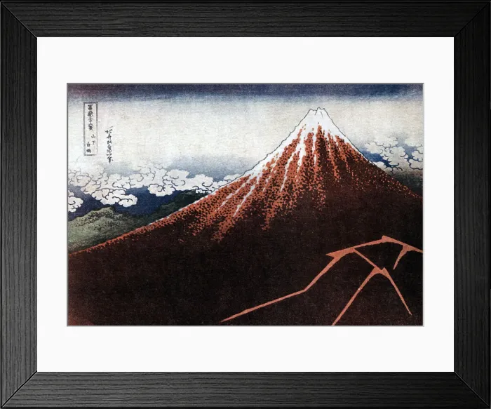 Framed Print : Fuji above the Lightning, c1823. Artist: Hokusai