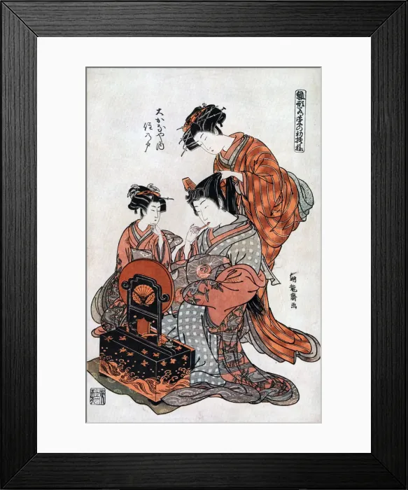 Framed Print : Courtesan at Her Toilet, 19th century. Artist: Koriusai Framed Print : Courtesan at Her Toilet, 19th century. Artist: Koriusai