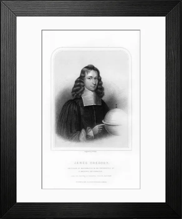 Framed Print : James Gregory, Scottish mathematician and astronomer, (1870). Artist: William Holl Framed Print : James Gregory, Scottish mathematician and astronomer, (1870). Artist: William Holl