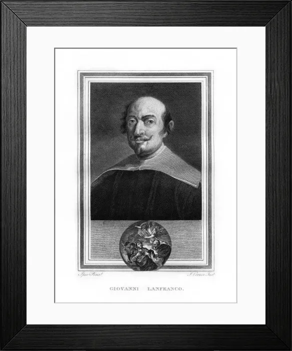 Framed Print : Giovanni Lanfranco, Italian Baroque era painter, (1825). Artist: John Corner Framed Print : Giovanni Lanfranco, Italian Baroque era painter, (1825). Artist: John Corner