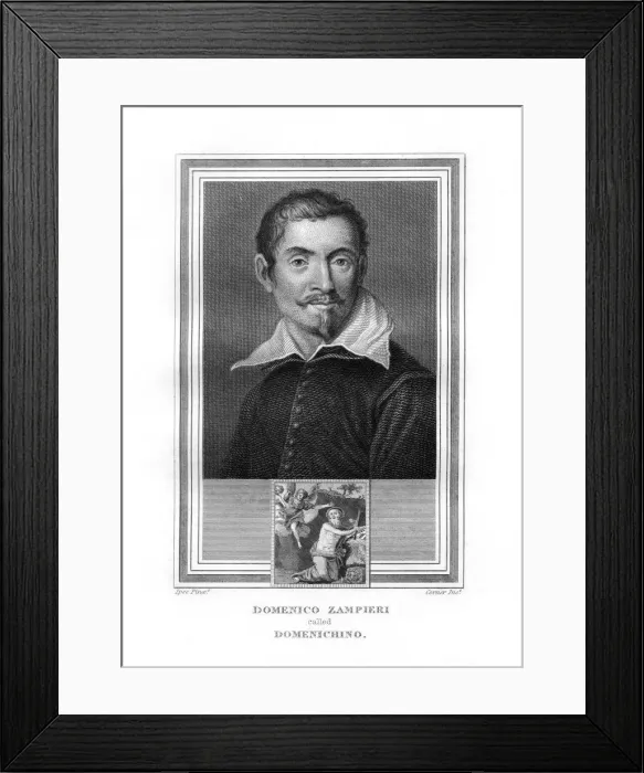Framed Print : Domenichino, Italian Baroque era painter, (1825). Artist: John Corner Framed Print : Domenichino, Italian Baroque era painter, (1825). Artist: John Corner