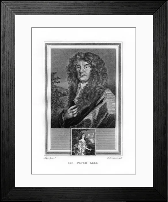 Framed Print : Sir Peter Lely, Dutch-born English Baroque era painter, (1825). Artist: John Corner Framed Print : Sir Peter Lely, Dutch-born English Baroque era painter, (1825). Artist: John Corner