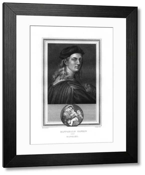 Framed Print : Raphael or Raffaello, master painter and architect of the Florentine School, (1825). Artist: John Corner Framed Print : Raphael or Raffaello, master painter and architect of the Florentine School, (1825). Artist: John Corner