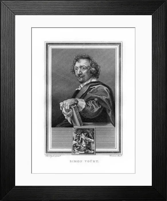 Framed Print : Simon Vouet, French Baroque era painter, (1825). Artist: John Corner Framed Print : Simon Vouet, French Baroque era painter, (1825). Artist: John Corner