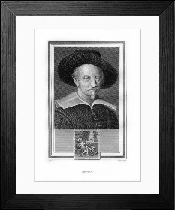 Framed Print : Guido Reni, Italian Baroque era painter, (1825). Artist: John Corner Framed Print : Guido Reni, Italian Baroque era painter, (1825). Artist: John Corner
