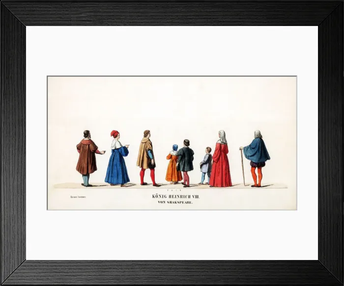 Framed Print : Theatre costume designs for Shakespeares play, Henry VIII, 19th century Framed Print : Theatre costume designs for Shakespeares play, Henry VIII, 19th century