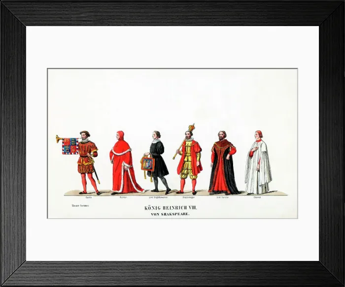 Framed Print : Theatre costume designs for Shakespeares play, Henry VIII, 19th century Framed Print : Theatre costume designs for Shakespeares play, Henry VIII, 19th century